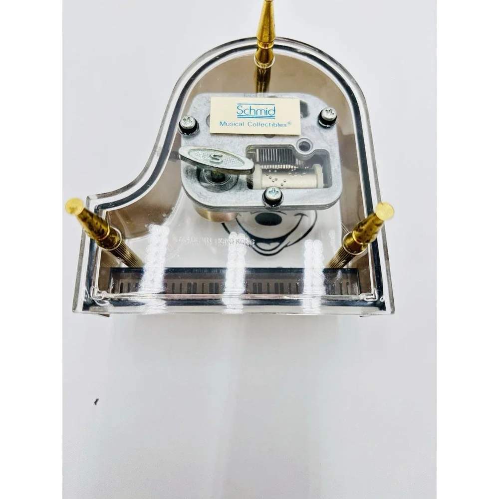 Disney Mickey Mouse Piano Music Box‎ Schmid Acrylic Grand Piano Hong Working..